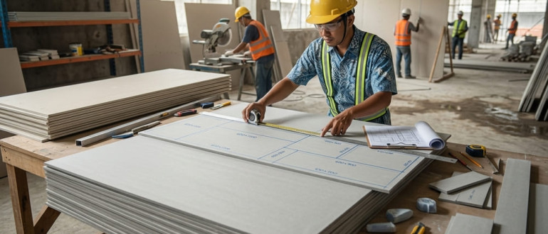 Cara Membuat Cutting Plan Kalsiboard dan Gypsum agar Sisa Material Proyek Lebih Sedikit