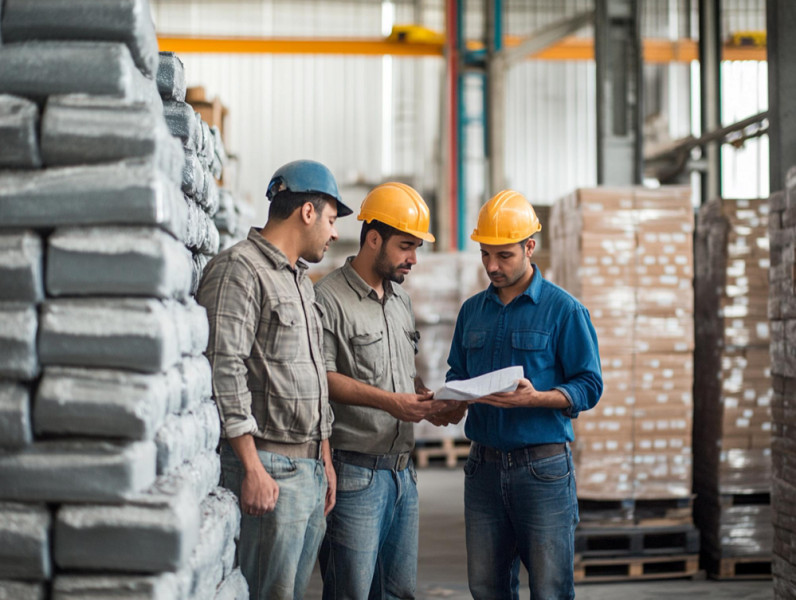 Pekerja dan material bangunan